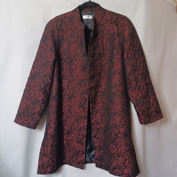 LAURA ASHLEY Petite Ruby Luster/Black Button Front Jacket. Size L - Picture 6 of 11